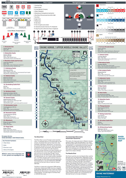 Rhine River Cruise Map, Amsterdam-Basel Waterways, European River Cruises, Loreley, Rhine Gorge