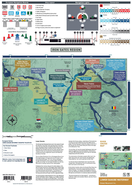 Iron Gates Region, Lower Danube river cruise map, Budapest - Black Sea waterway, Iron Gate Regio