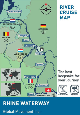 Rhine River Cruise Map, Amsterdam-Basel Waterways, European River Cruises, Loreley, Rhine Gorge