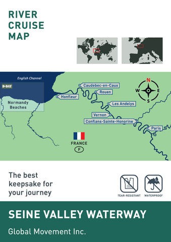 Seine River Cruise Map, Paris to Normandy,France River Cruises, Seine waterway, Paris, Vernon, Rouen, Seine River Cruise, 